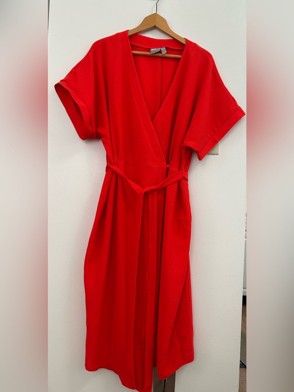 ASOS Red Wrap Dress with Waist Tie (size 14)